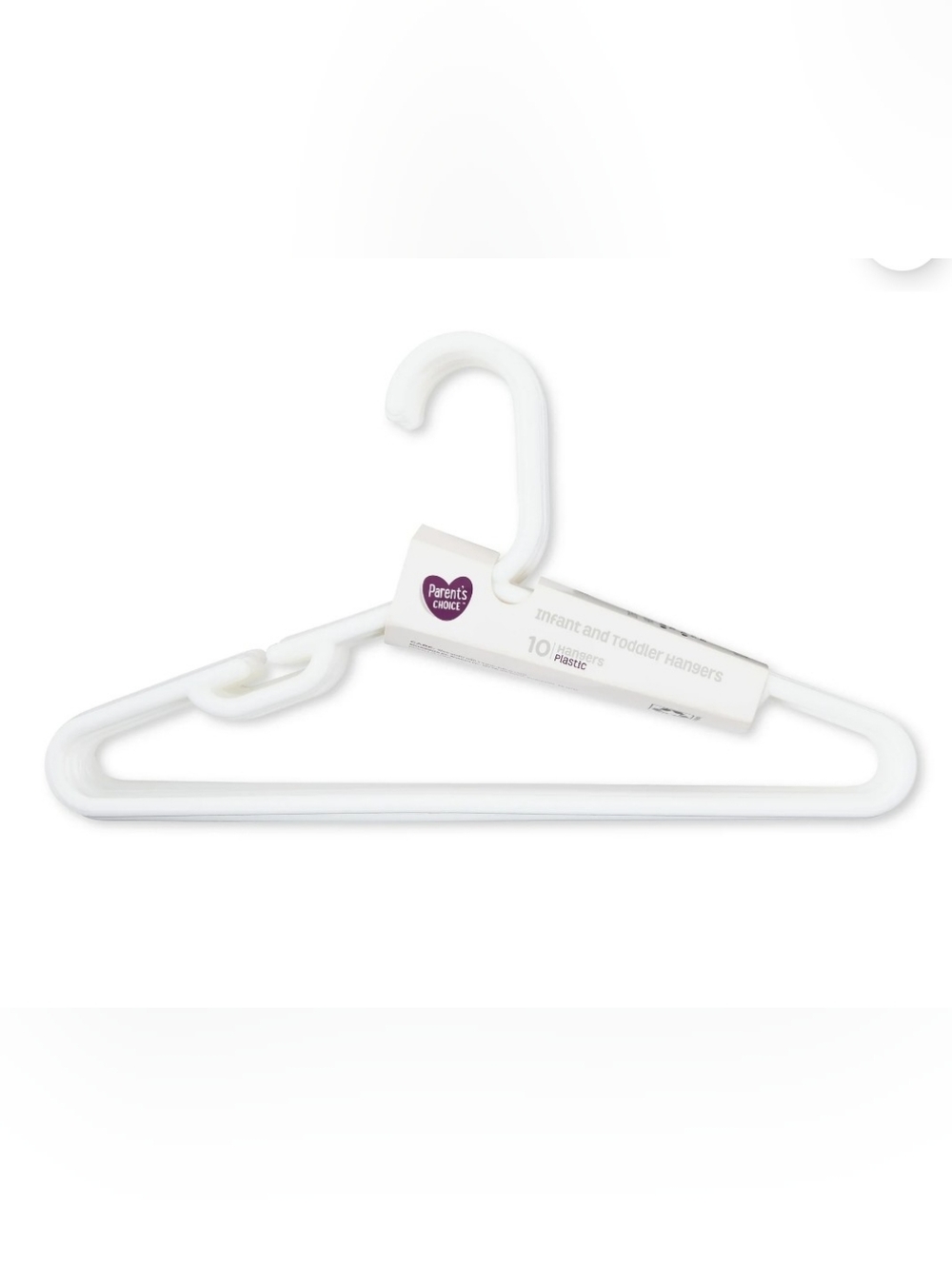 Pack Of 5 Parents' Choice White Infant & Toddler Plastic Hangers -